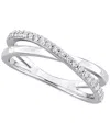 Macy's Moissanite Crossover Statement Ring (1/4 Ct. T.w.) In Sterling Silver In Silver