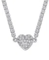 Macy's Moissanite Heart Pendant 17" Necklace (10-5/8 Ct. T.w.) In Sterling Silver In Moissanite