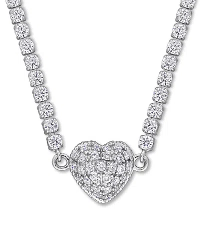 Macy's Moissanite Heart Pendant 17" Necklace (10-5/8 Ct. T.w.) In Sterling Silver