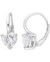 Macy's Moissanite Heart Shape Leverback Earrings (3 Ct. T.w.) In Sterling Silver In Moissanite