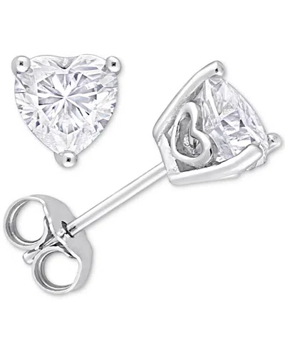 Macy's Moissanite Heart-shape Stud Earrings (1-1/2 Ct. T.w.) In Sterling Silver