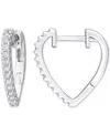 Macy's Moissanite Heart Small Hoop Earrings (1/3 Ct. T.w.) In Sterling Silver, 0.6" In White