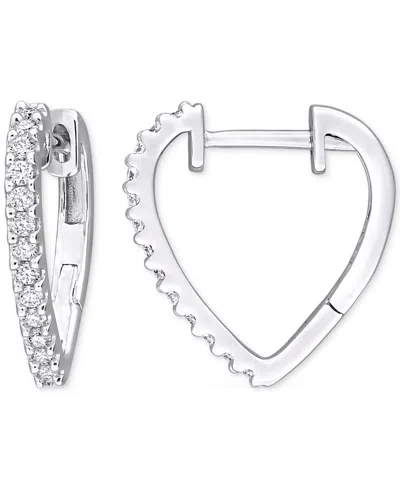 Macy's Moissanite Heart Small Hoop Earrings (1/3 Ct. T.w.) In Sterling Silver, 0.6" In White