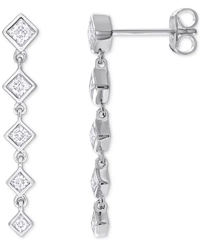 Macy's Moissanite Linear Drop Earrings (5/8 Ct. T.w.) In Sterling Silver In White