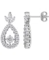 Macy's Moissanite Marquise & Round Teardrop Drop Earrings (2 Ct. T.w.) In Sterling Silver In Sterling Silver Moissanite