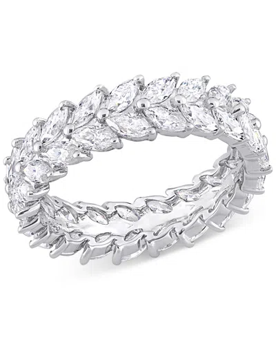 Macy's Moissanite Marquise Eternity Band (4-1/5 Ct. T.w.) In Sterling Silver