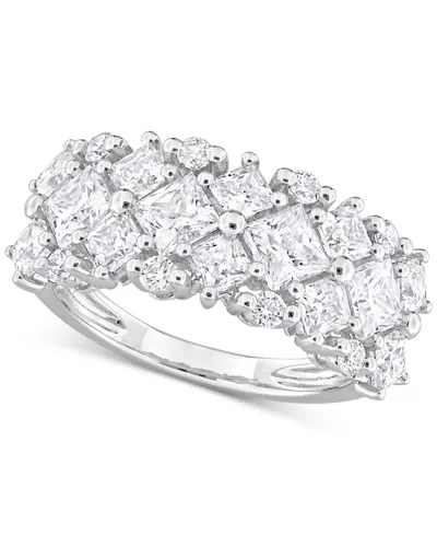 Macy's Moissanite Mixed-cut Cluster Ring (3-5/8 Ct. T.w.) In Sterling Silver