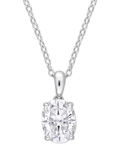 Macy's Moissanite Oval Solitaire 18" Pendant Necklace (2 Ct. T.w.) In Sterling Silver