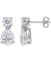Macy's Moissanite Pear & Round Drop Earrings (5 Ct. T.w.) In Sterling Silver In Sterling Silver Moissanite
