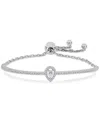 Macy's Moissanite Pear Halo Bolo Bracelet (3/4 Ct. T.w.) In Sterling Silver In Moissanite