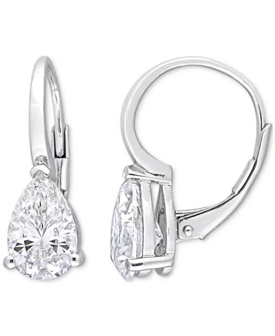 Macy's Moissanite Pear Shape Leverback Earrings (3 Ct. T.w.) In Sterling Silver