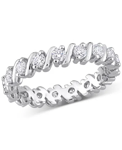 Macy's Moissanite Polished Bar Eternity Band (1 Ct. T.w.) In Sterling Silver In White