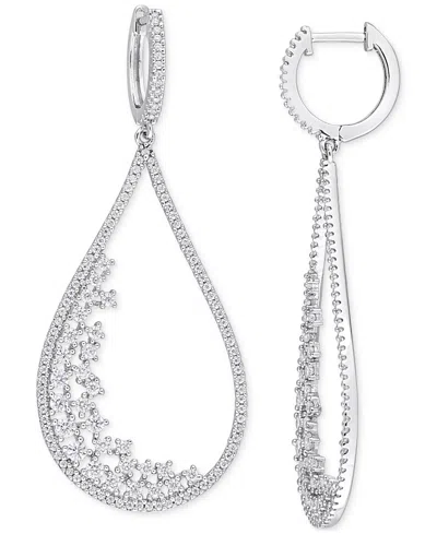 Macy's Moissanite Scatter Cluster Teardrop Drop Earrings (1-5/8 Ct. T.w.) In Sterling Silver