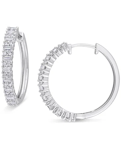 Macy's Moissanite Small Hoop Earrings (3/4 Ct. T.w.) In Sterling Silver, 1"