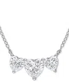 Macy's Moissanite Triple Heart 17" Pendant Necklace (2 Ct. T.w.) In Sterling Silver In White