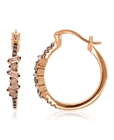 Macy's Morganite (0.3 Ct. T.w.) & Coffee Cubic Zirconia (0.504 Ct. T.w.) Hoop Earrings In 14k Rose Gold Ove
