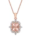 Macy's Morganite (1-1/2 Ct. T.w.), Lab-grown White Sapphire (1/3 Ct. T.w.) & Diamond (1/20 Ct. T.w.) Framed In Morganite