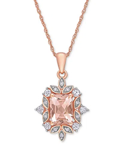 Macy's Morganite (1-1/2 Ct. T.w.), Lab-grown White Sapphire (1/3 Ct. T.w.) & Diamond (1/20 Ct. T.w.) Framed