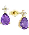 Macy's Morganite (1-3/4 Ct. T.w.) & Lab-grown White Sapphire (1/8 Ct. T.w.) Pear Stud Earrings In 14k Gold- In Amethyst