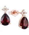 Macy's Morganite (1-3/4 Ct. T.w.) & Lab-grown White Sapphire (1/8 Ct. T.w.) Pear Stud Earrings In 14k Gold- In Garnet