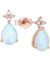 Macy's Morganite (1-3/4 Ct. T.w.) & Lab-grown White Sapphire (1/8 Ct. T.w.) Pear Stud Earrings In 14k Gold- In Opal