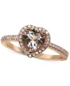 Macy's Morganite (1 Ct. T.w.) & Diamond (1/6 Ct. T.w.) Heart Halo Ring In 14k Rose Gold In Morganite