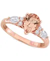 Macy's Morganite (1 Ct. T.w.) & Diamond (3/8 Ct. T.w.) Pear Ring In 14k Rose Gold In Morganite