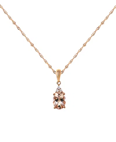 Macy's Morganite (1 Ct. T.w.) & Diamond Accent Pendant Necklace In 10k Rose Gold