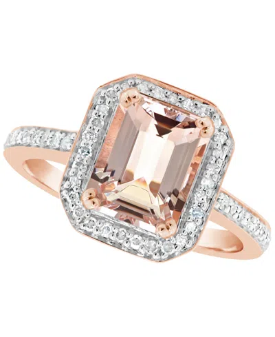 Macy's Morganite (2 Ct. T.w.) And Diamond (1/4 Ct. T.w.) Ring In 14k Rose Gold-plated Sterling Silver