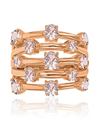 Macy's Morganite 5-row Ring In 14k Rose Gold Over Sterling Silver In Green