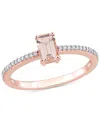 Macy's Morganite (5/8 Ct. T.w.) & Diamond (1/0ct. T.w.) Statement Ring In 10k Rose Gold In Morganite