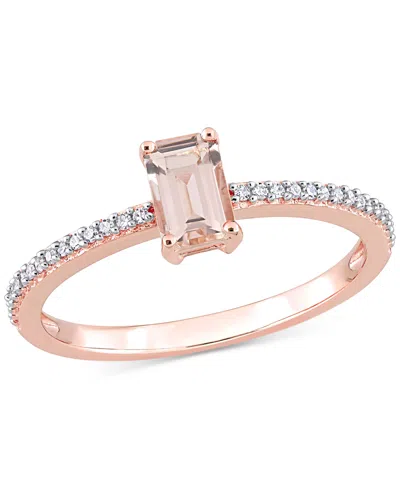 Macy's Morganite (5/8 Ct. T.w.) & Diamond (1/0ct. T.w.) Statement Ring In 10k Rose Gold