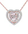 Macy's Morganite (5/8 Ct. T.w.) & Diamond (1/5 Ct. T.w.) Heart 17" Pendant Necklace In 10k Rose Gold In Morganite