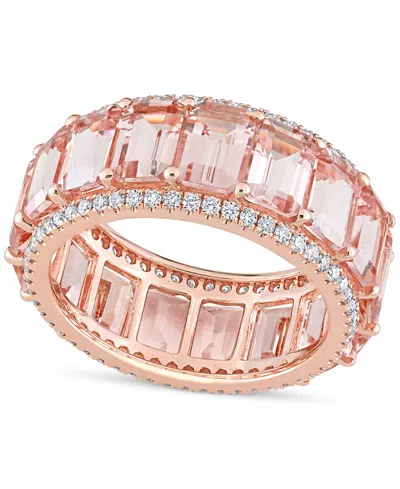 Macy's Morganite (8-3/4 Ct. T.w.) & Diamond (5/8 Ct. T.w.) Eternity Band In 14k Rose Gold