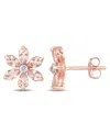 MACY'S MORGANITE AND DIAMOND ACCENT FLORAL STUD EARRINGS