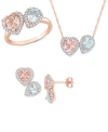 Macy's Morganite Aquamarine Diamond Halo Jewelry Collection In 14k Rose Gold In Rose Gold