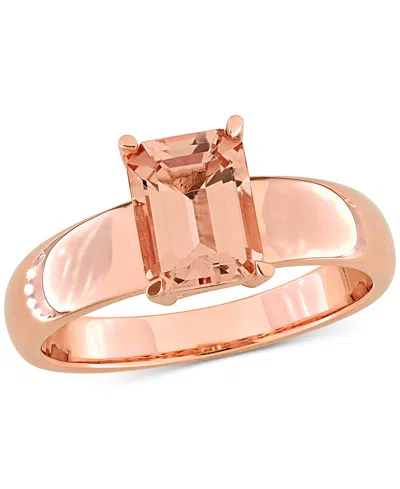 Macy's Morganite Emerald-cut Solitaire Wide Width Statement Ring (1-1/2 Ct. T.w.) In 14k Rose Gold In Pink