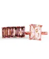 Macy's Morganite Nano (1.81 Ct. T.w.) And Cubic Zirconia (0.50 Ct. T.w.) Baguette Ring In 14k Rose Gold Ove In Gold
