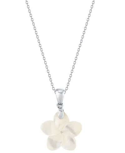 Macy's Mother-of-pearl (18mm) Flower 18" Pendant Necklace In Sterling Silver