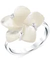 Macy's Mother-of-pearl (18mm) Flower Ring In Sterling Silver In Silver