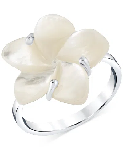 Macy's Mother-of-pearl (18mm) Flower Ring In Sterling Silver