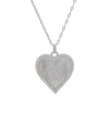 Macy's Mother Of Pearl And Cubic Zirconia Heart Pendant In Silver