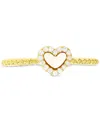 Macy's Mother Of Pearl & Cubic Zirconia Heart Ring In 14k Gold-plated Sterling Silver In Gold