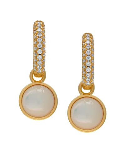 Macy's Mother Of Pearl And Cubic Zirconia Round Drop Earrings In Gold