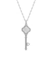 Macy's Mother Of Pearl Clover Key Pendant In Silver