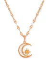 Macy's Mother Of Pearl Moon & Star 18" Pendant Necklace In Rose Gold-plated Sterling Silver In Rose Gold