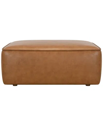 Macy's Moxley 40" Genuine Leather Bench Style Ottoman,  Exclusive In Caramel