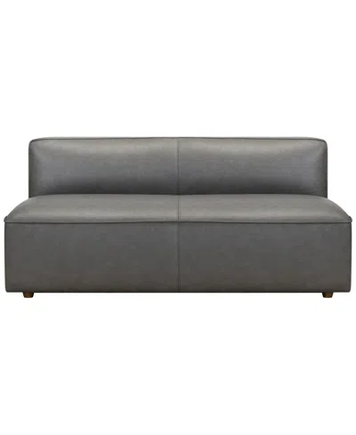 Macy's Moxley 63" Genuine Leather Deep Seating Armless Sofa,  Exclusive In Granite