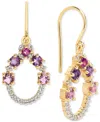 Macy's Multi-blue Topaz (1-1/5 Ct. T.w.) & White Topaz (1/5 Ct. T.w.) Open Circle Drop Earrings In 14k Gold In Amethyst