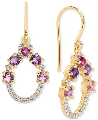 Macy's Multi-blue Topaz (1-1/5 Ct. T.w.) & White Topaz (1/5 Ct. T.w.) Open Circle Drop Earrings In 14k Gold In Amethyst
